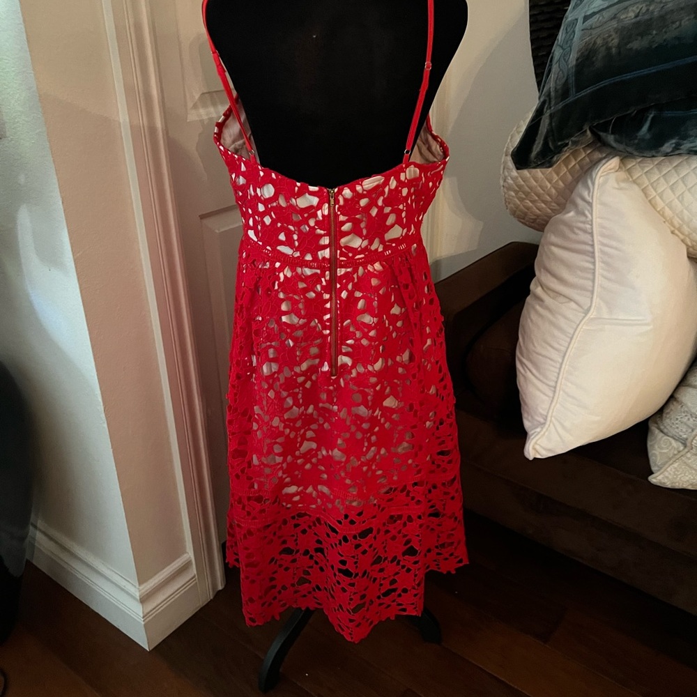 Red Lace Floral Dress - Picture 2 of 3